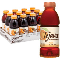 Tejava Unsweetened Peach Iced Tea, 16.9 Ounce Pet Bottles, Natural, Non-Gmo-Verified, Rainforest Alliance-Certified (12 Pack)