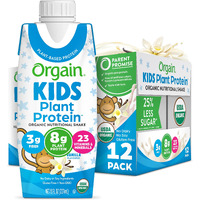 Orgain Organic Kids Nutritional Vegan Protein Shake, Vanilla - Healthy Kids Snacks, 8G Plant Protein, 3G Fiber, 23 Vitamins & Minerals, No Dairy & Soy Ingredients, Non-Gmo, 8 Fl Oz (Pack Of 12)