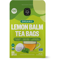 Fgo Organic Lemon Balm Tea, 100 Count, Eco-Conscious Herbal Tea Bags, Resealable Bag, Caffeine Free, Packaging May Vary (Pack Of 1)