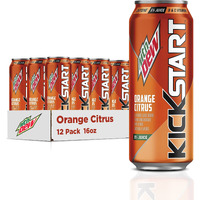 Mountain Dew Kickstart, Orange Citrus, 92Mg Caffeine, Vitamins B & C, 80 Calories, 5% Juice, 16 Fl Oz (Pack Of 12)