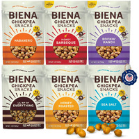 Biena Chickpea Snacks - Crunchy Roasted Chickpeas - High Fiber Vegan Protein Snack For Adults & Kids - 6-Pack, 5 Oz Bags - Bbq, Habanero, Honey Roasted, Lil' Bit Of Everything, Sea Salt, Rockin' Ranch
