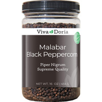 Viva Doria Malabar Peppercorn, Whole Black Pepper, Black Peppercorns For Grinder Refill, 16 Oz (1 Pound)