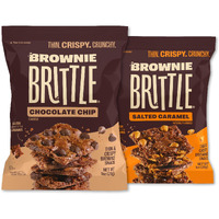 Brownie Brittle - Chocolate Chip & Salted Caramel Thin And Crispy Sweet Snacks (Pack Of 20, 1 Oz), Rich Gourmet Brownie Bites Dessert