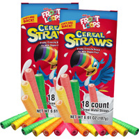 2025 Kellogg's Cereal Straws Froot Loops Edible Breakfast Straw Alternatives For Milk, 90's Childhood Nostalgic Treat For Drinking And Eating, Cereals For Kids, Pack Of 2, 36 Straws