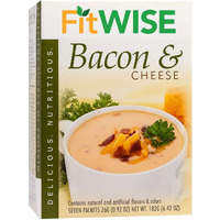 Fitwise - High Protein Soup, 15G Protein, Low Calorie, Low Fat, Low Carb, Ideal Protein Compatible, 7 Servings Per Box (Bacon & Cheese)