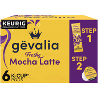 Gevalia Frothy 2-Step Mocha Latte Espresso Keurig K-Cup Coffee Pods & Froth Packets Kit (6 Ct Box)