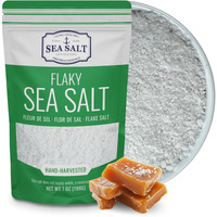 Flaky Hand Harvested Sea Salt Flakes, Baja Fleur De Sel Flake Salt, For Baking And Cooking And Fishing, 7 Oz Bag