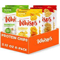 Whisps Cheese Crisps Variety Pack | Protein Chips | Healthy Snacks | Protein Snacks, Gluten Free, High Protein, Low Carb Keto Food | Parmesan, Cheddar Cheese, Asiago, Pepper Jack (2.12 Oz, 6 Pack)