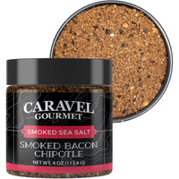 Smoked Bacon Chipotle Fine Sea Salt - All-Natural Bacon Sea Salt Slowly Smoked For Perfect Smoky Flavor - No Gluten, No Msg, Non-Gmo - Cooking Or Finishing - 4 Oz. Stackable Jar