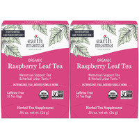 Earth Mama Organic Raspberry Leaf Tea Bags | Labor Tonic & Menstrual Support Herbal Tea For Pregnancy & Postpartum Care Recovery, Caffeine Free, Non-Gmo (16-Teabags, 2-Pk)