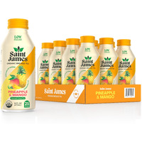 Saint James Iced Tea - Organic Green Tea - Non Gmo, Gluten Free, Low Calorie & Low Sugar - Pineapple & Mango, 12 Pack (16 Fl Oz Each)
