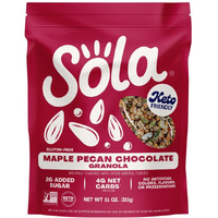 Sola Low Carb & Keto Friendly Granola, Maple Pecan Chocolate - Low Sugar, Naturally Flavored, Gluten Free & No Artificial Colors, Flavors Or Preservatives, 11 Oz Pouch (Pack Of 1)