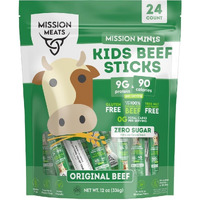 Mission Meats Kids Beef Sticks - 100% Grass Fed & Pasture Raised, Healthy Snacks For Kids And Toddlers, Gluten & Nut Free, Non-Gmo, 0.5Oz, 48 Count (Pack Of 1)