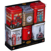 Iconic London Sights 6X Tea Tins With Fine English Breakfast Loose Leaf Tea, British Souvenir, Big Ben, Uk Foods
