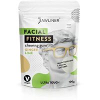Jawliner Fitness Chewing Gum (2 Months Pack) Jawline Gum - Sugar Free Ginger Lime Gum - Jawline Exerciser For Mewing And Shapen The Jaw - 15X Harder Than Regular Gum