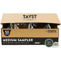 Tayst Coffee Pods, Medium Sampler Box Medium Roast, K Cups Compatible With Keurig Coffee Maker, Sustainable Single Serve, Pack Of 50