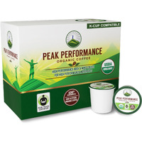 Peak Performance Organic Coffee Pods. Low Acid K-Cup Keurig Compatible High Altitude Usda Organic Coffee. Fair Trade Beans Medium Roast Single Serve 96 Count Recyclable Cups For High Performers