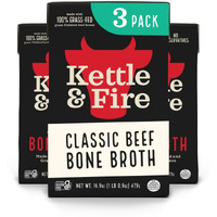 Kettle And Fire Classic Beef Bone Broth, Keto, Paleo, And Whole 30 Approved, Gluten Free, High In Protein And Collagen, 3 Pack