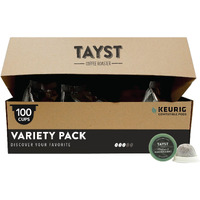 Tayst Coffee Pods, Variety Pack Assortment, K Cups Compatible With Keurig Coffee Maker, Sustainable Single Serve, Pack Of 100