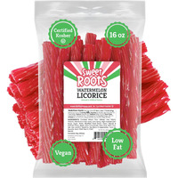 Sweet Roots Watermelon Licorice Twists - 1 Bag (16 Oz) - Jumbo Size Licorice Sticks | Made With Real Fruit Juice Concentrate | Vegan, Fat Free, Kosher | Soft Gourmet Licorice Candy