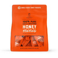 Nate's Honey Minis - Single-Serve 100% Pure, Raw & Unfiltered Honey - 0.49Oz Packets, 20Ct Bag