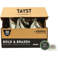 Tayst Coffee Pods, Bold & Brazen Dark Roast, K Cups Compatible With Keurig Coffee Maker, Sustainable Single Serve, Pack Of 30