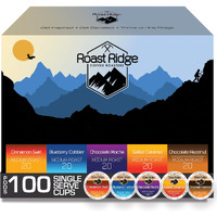 Roast Ridge Single Serve Coffee Pods For Keurig K-Cup Brewers, Variety Pack, Medium Roast, 100 Count (20 Each: Blueberry Cobbler, Chocolate Hazelnut, Salted Caramel, Cinnamon Swirl, Chocolate Mocha)