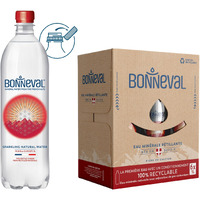Bonneval - Natural Sparkling Water - 100% Pure Mineral Water From The French Alps - Naturally Filtered For 2000 Years - Rich In Electrolytes - Eco-Friendly 25% Rpet Bottles Tethered Caps - 6 Pack, 33.8 Fl Oz