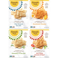 Simple Mills Almond Flour Crackers, Variety Pack (Fine Ground Sea Salt, Rosemary & Sea Salt, Farmhouse Cheddar, And Sun-Dried Tomato & Basil) - Gluten Free, Healthy Snacks, 4.25 Ounce (Pack Of 4)