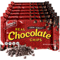 Liebers Vegan Semi-Sweet Real Chocolate Chips, 9 Oz - Gluten Free, Dairy Free, Kosher Parve, Low Calorie Chocolate Chips For Baking (9 Oz Pack Of 6)