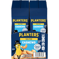 Planters Cashews Salted, Plant-Based Protein, Individually Packed Snacks, Quick Snack For Adults, After School Snack, Roasted Cashew, Flavored With Sea Salt, Kosher, 1.5Oz Bags (18 Pack)