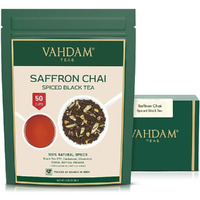 Vahdam Saffron Spiced Chai (Loose Leaf, 50 Cups) | Black Tea With Cardamom, Cinnamon, Clove, Almond & Saffron | Enjoy Hot, Iced, Or As A Chai Latte