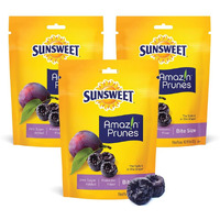 Sunsweet Amazin' Prunes - Bite Size Prunes Pitted Unsweetened & Dried - Gluten Free, Vegan, Low Fat - Dietary Fiber & Natural Minerals - Dried Fruit - 8 Oz Pouch - 3 Pack