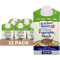 Kitchen Basics Unsalted Vegetable Stock, 8.25 Oz (Pack Of 12) | No Artificial Flavors And Gluten Free |