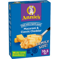 Annie's Macaroni And Cheese, Classic Cheddar, Made With Organic Pasta, Family Size, 10.5 Oz