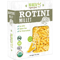 Big Green Organic Food- Organic Millet Rotini, 8.8Oz, Gluten-Free, Non-Gmo, Vegan (12)