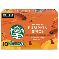 Starbucks K-Cup Coffee Pods, Pumpkin Spice Naturally Flavored Coffee For Keurig Coffee Makers, 100% Arabica, Limited Edition, 1 Box (10 Pods)