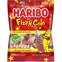 Haribo Gummi Candy, Fizzy-Cola Gummy Candy Soda Bottles, 5 Ounce Share Size Bags (Pack Of 12) Delicious Soft & Chewy Sweet Snacks, Sour & Tangy Cola Flavor
