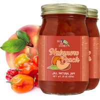 Green Jay Gourmet Peach Habanero Jam - All-Natural Peach Jam With Fresh Peaches, Habanero Peppers & Lemon Juice - Vegan, Gluten-Free Jam With No Preservatives - Made In Usa - 2 X 20 Ounces