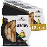 Brunswick Wild Caught Gourmet Brisling Sardines In Extra Virgin Olive Oil, 4.23 Oz Can (Pack Of 12) - Wild Caught Sardines - 14G Protein Per Serving - Gluten Free, Keto Friendly