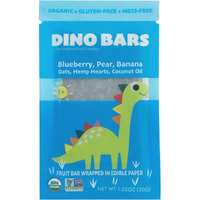Dino Bars | Organic Fruit Bar For Kids | Organic Toddler Bars And Dinosaur Snacks | Fruit + Oats + Hemp Hearts + Coconut Oil With Edible Paper | Blueberry Kids Bar | Age 1+ | 20 Pack