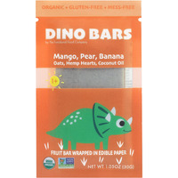 Dino Bars | Organic Fruit Bar For Kids | Organic Toddler Bars And Dinosaur Snacks | Fruit + Oats + Hemp Hearts + Coconut Oil With Edible Paper | Mango Kids Bar | Age 1+ | 30 Pack