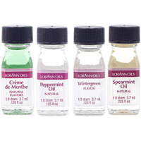 Lorann Oils Super Strength Flavoring, Used For Candy Making, Flavoring Extracts, Baking, Hard Candy, & Flavor Oils - Bold, Natural Flavors 4X Stronger Than Extracts, Mint Variety, 4 Pack, 0.125 Fl Oz