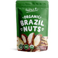 Food To Live Organic Dry Roasted Brazil Nuts, 8 Oz Non-Gmo, Whole, Unsalted, Oven Roasted, No Oil Added, Vegan, Kosher. Good Source Of Protein, Selenium And Fatty Acids. Crunchy Keto-Friendly Snack