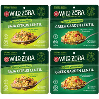 Wild Zora Instant Organic Quinoa Meals - Quick & Tasty Prepared Quinoa Bowls, Pantry Staples Gluten-Free Meal With Lentils Plus 10G Olive Oil Packet - Vegan Variety Sampler (4-Pack)
