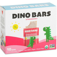Dino Bars | Organic Fruit Bar For Kids | Organic Toddler Bars And Dinosaur Snacks | | Fruit + Oats + Hemp Hearts + Coconut Oil With Edible Paper | Strawberry Kids Bar | Age 1+ | 10 Pack