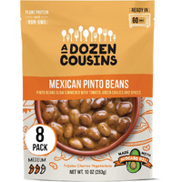 A Dozen Cousins Seasoned Pinto Beans, Vegan And Non-Gmo Meals Ready To Eat Made With Avocado Oil (Mexican Pinto Beans, 8-Pack)