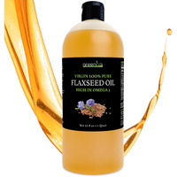 Greenive Flax Seed Oil, Cold-Pressed, Organic, Non-Gmo, High Potency Omega-3, Vegan, Gluten-Free (32 Fl Oz)