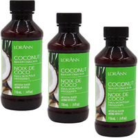 Lorann Oils Coconut Bakery Emulsion: True Essence, Ideal For Boosting Fruit Tones In Cakes, Cookies & Desserts, Gluten-Free, Keto-Friendly, Extract Substitute Essential For Your Kitchen, 4 Oz, 3 Pack