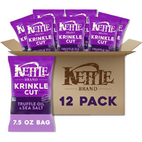 Kettle Brand Potato Chips, Krinkle Cut, Truffle Oil & Sea Salt Kettle Chips, 7.5 Oz (Pack Of 12)